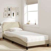 Bett mit Matratze Creme 90x190 cm Stoff