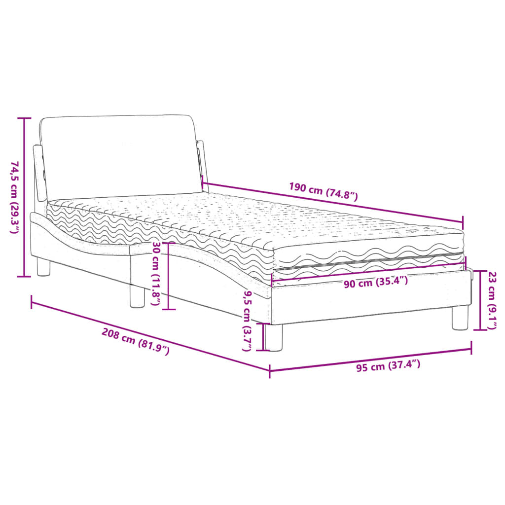 Bett mit Matratze Dunkelgrün 90x190 cm Samt