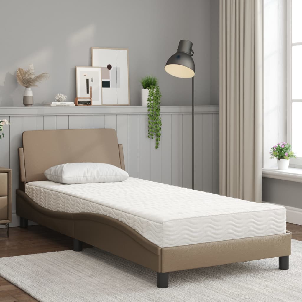 Bett mit Matratze Cappuccino-Braun 90x200 cm Kunstleder