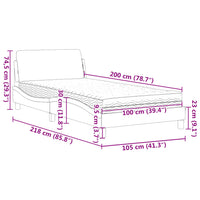 Bett mit Matratze Dunkelgrau 100x200 cm Stoff