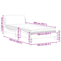 Bett mit Matratze Dunkelgrau 100x200 cm Samt