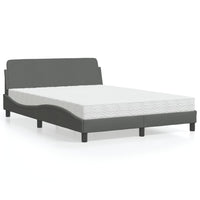 Bett mit Matratze Dunkelgrau 140x190 cm Stoff