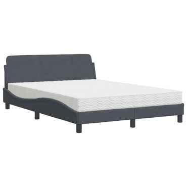 Bett mit Matratze Dunkelgrau 140x190 cm Samt