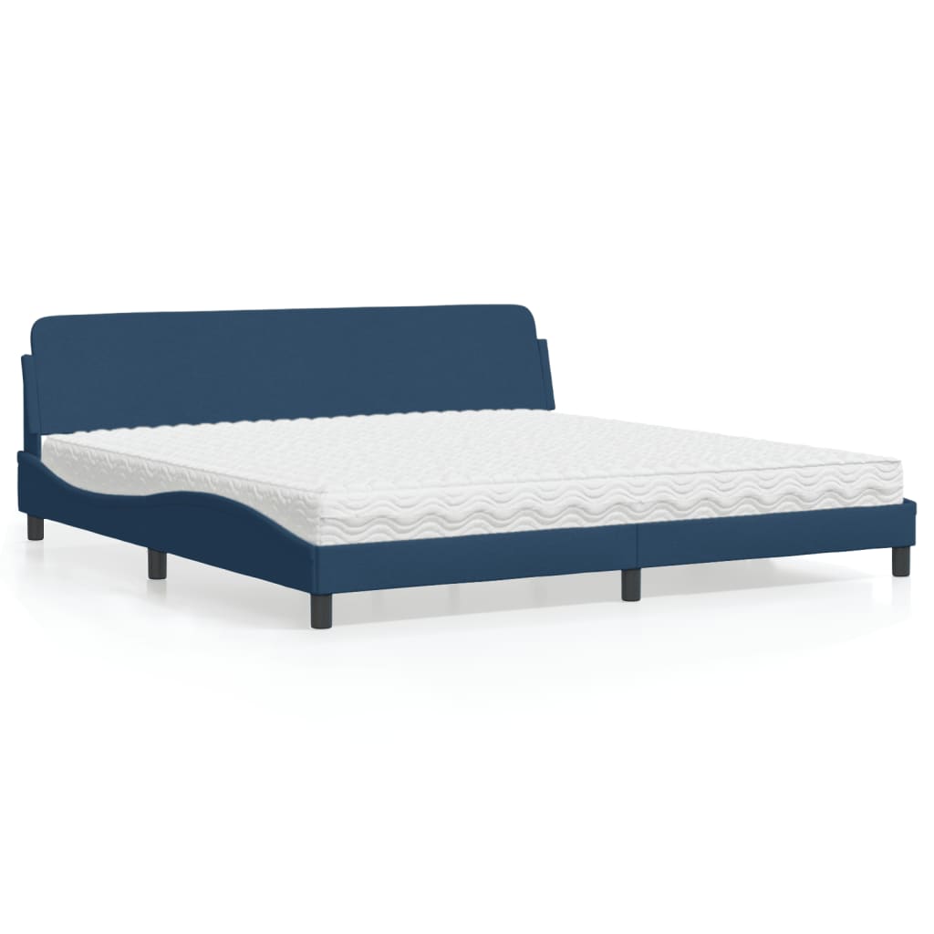 Bett mit Matratze Blau 200x200 cm Stoff