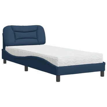 Bett mit Matratze Blau 90x200 cm Stoff