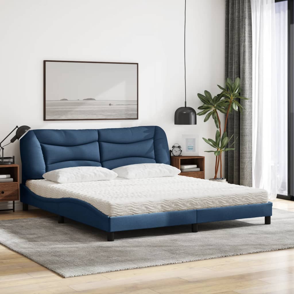 Bett mit Matratze Blau 180x200 cm Stoff