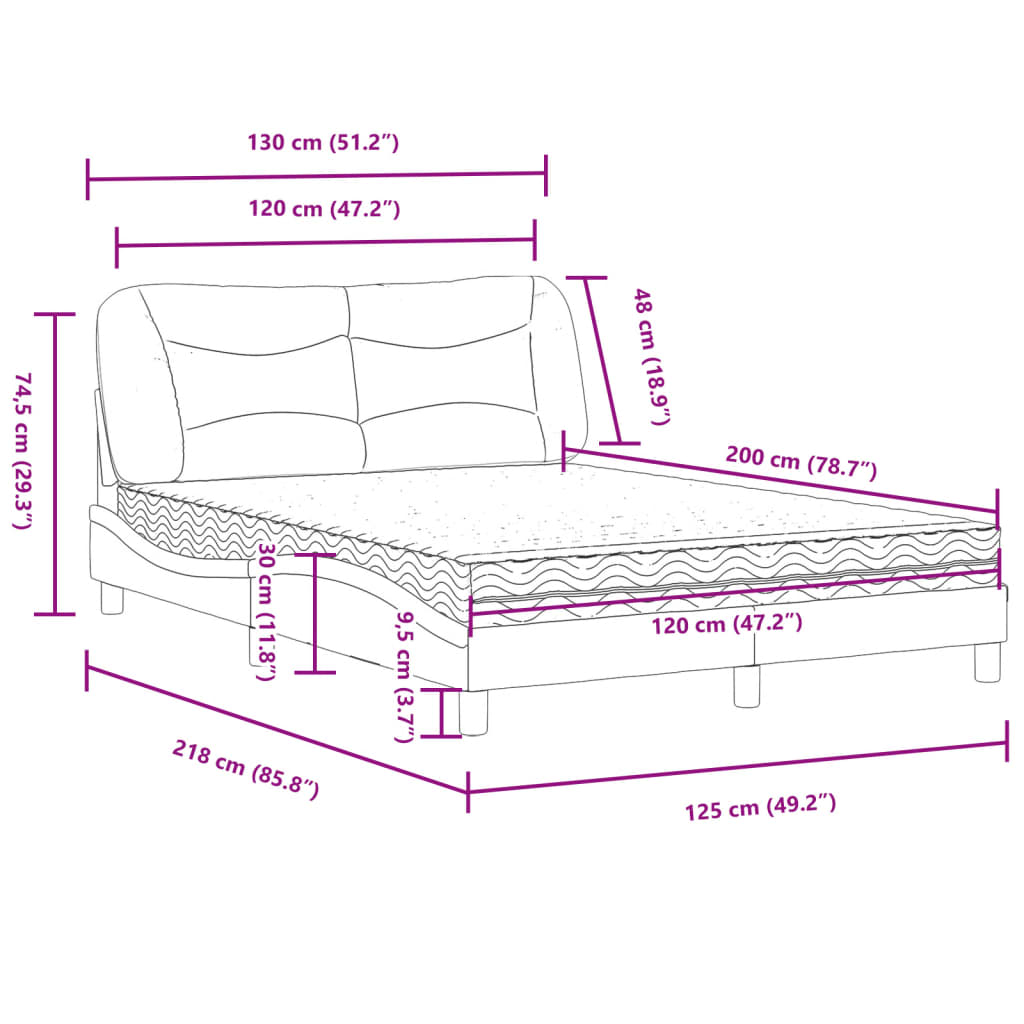 Bett mit Matratze Braun 120x200 cm Kunstleder