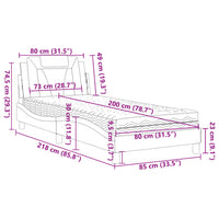 Bett mit Matratze Grau 80x200 cm Kunstleder