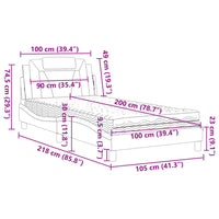 Bett mit Matratze Braun 100x200 cm Kunstleder