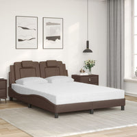 Bett mit Matratze Braun 140x190 cm Kunstleder