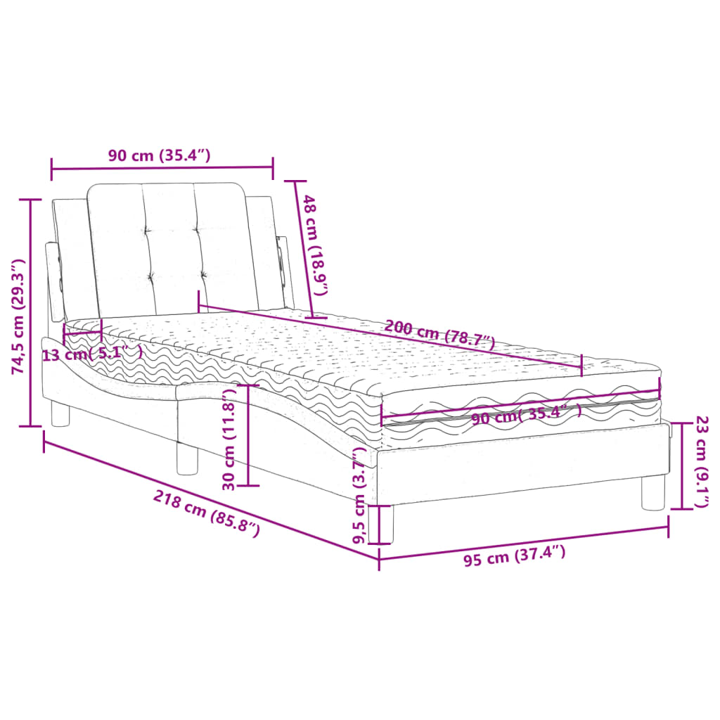 Bett mit Matratze Cappuccino-Braun 90x200 cm Kunstleder