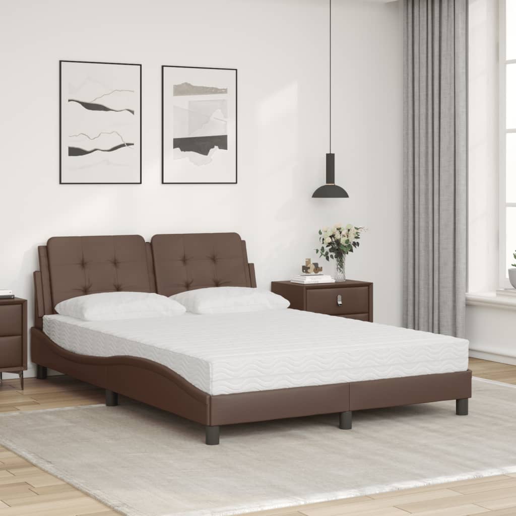 Bett mit Matratze Braun 140x190 cm Kunstleder