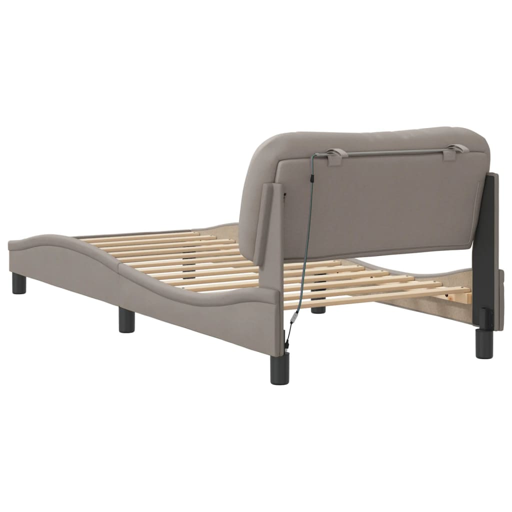 Bettgestell mit LED ohne Matratze "Hvar" Taupe 80x200 cm Stoff