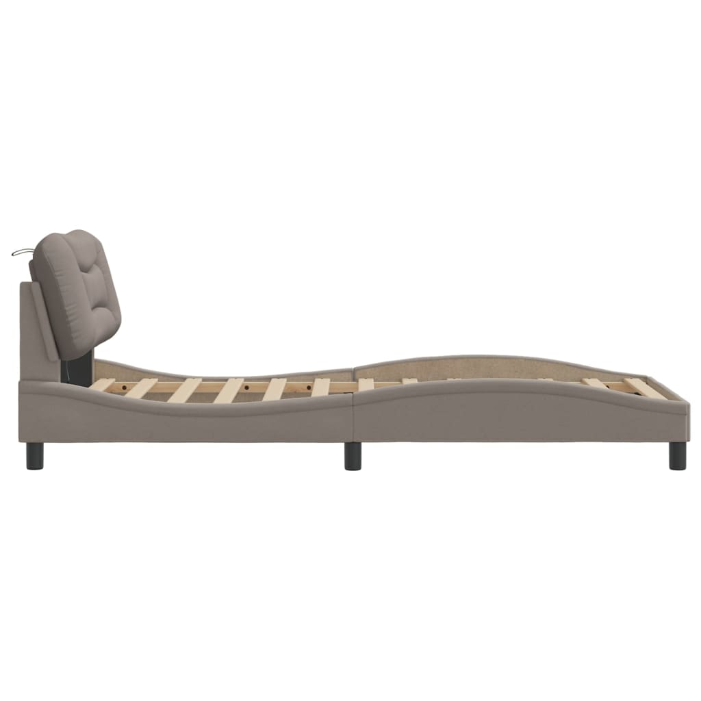 Bettgestell mit LED ohne Matratze "Hvar" Taupe 90x190 cm Stoff