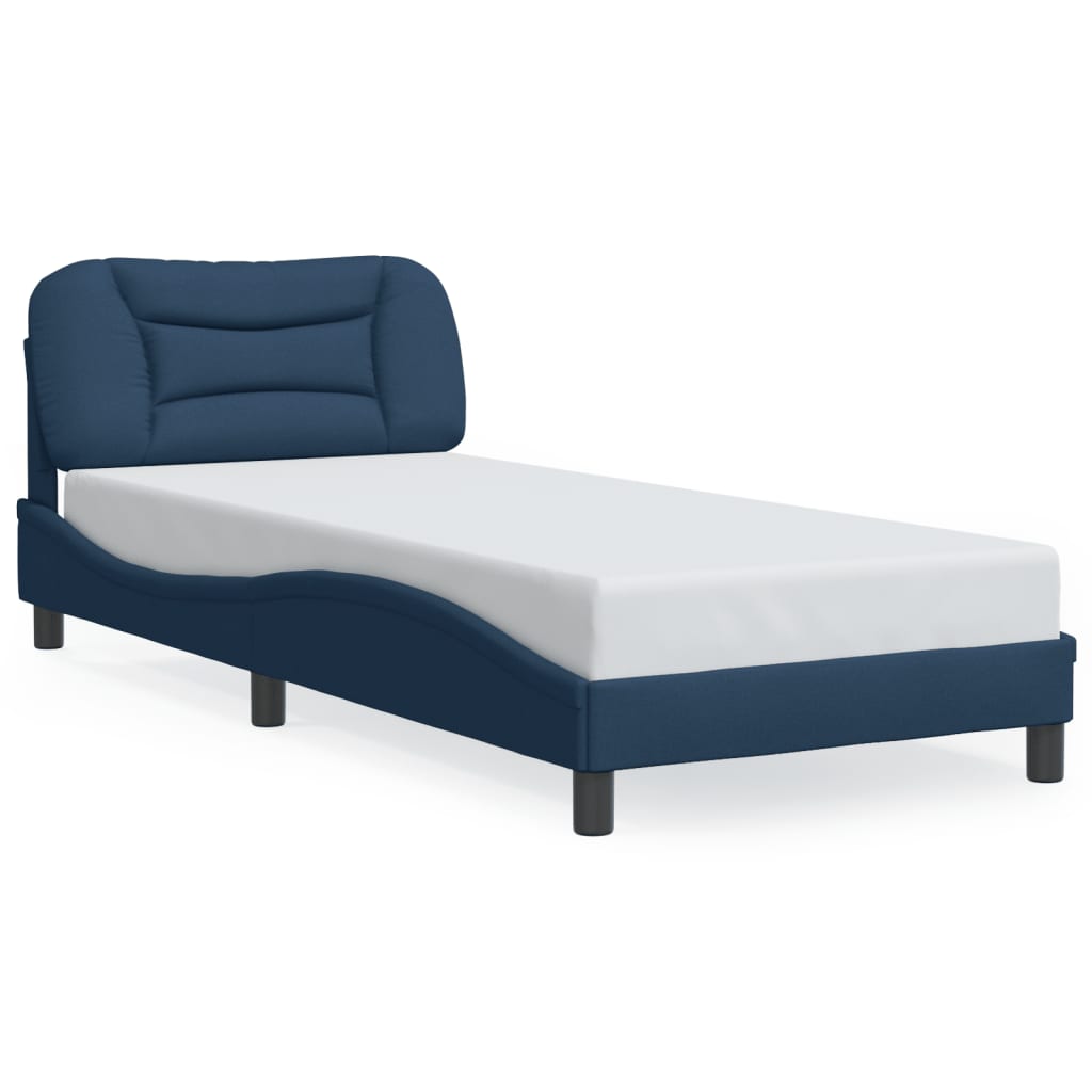 Bettgestell mit LED ohne Matratze "Hvar" Blau 90x190 cm Stoff