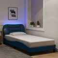 Bettgestell mit LED ohne Matratze "Hvar" Blau 90x190 cm Stoff