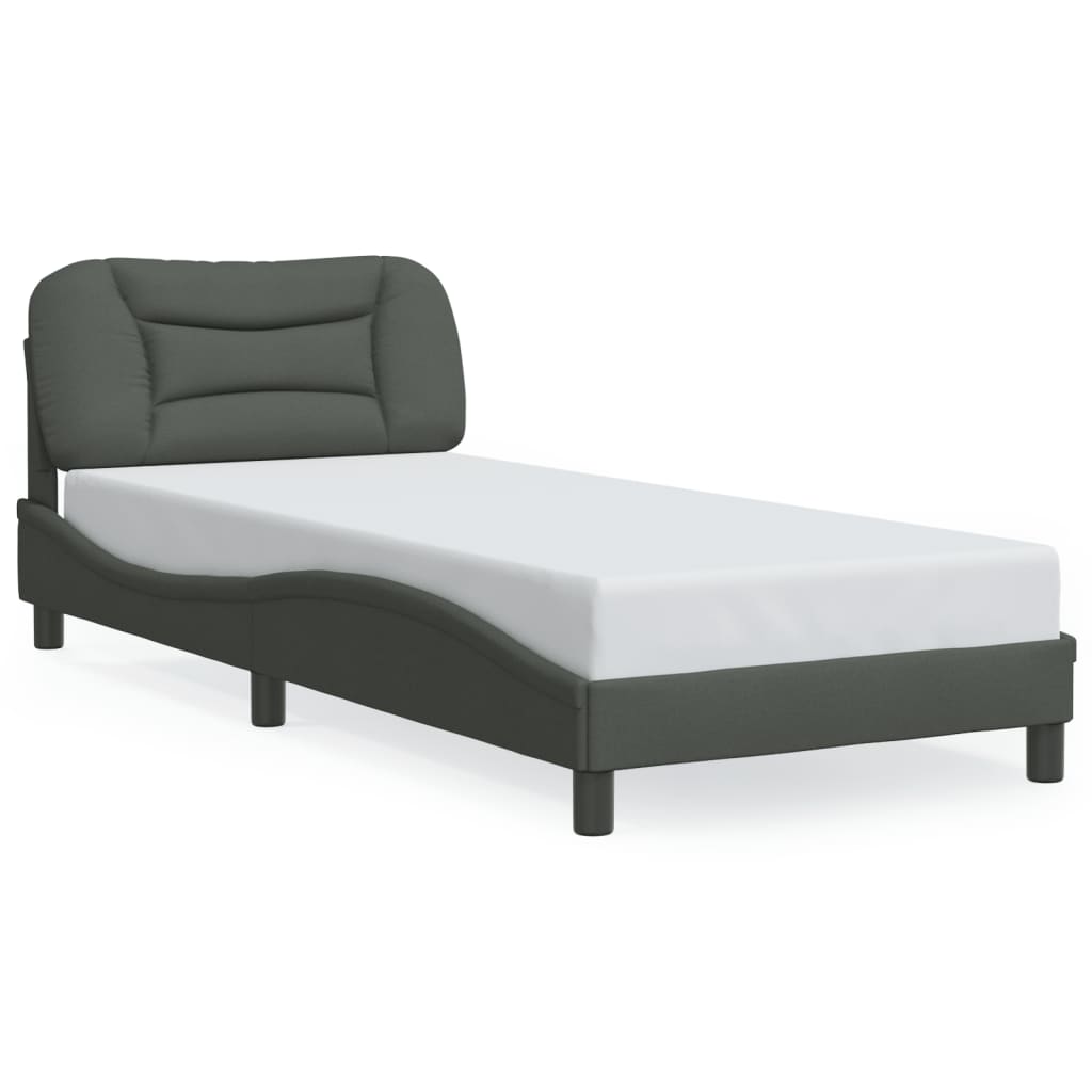 Bettgestell mit LED ohne Matratze "Hvar" Dunkelgrau 90x200 cm Stoff