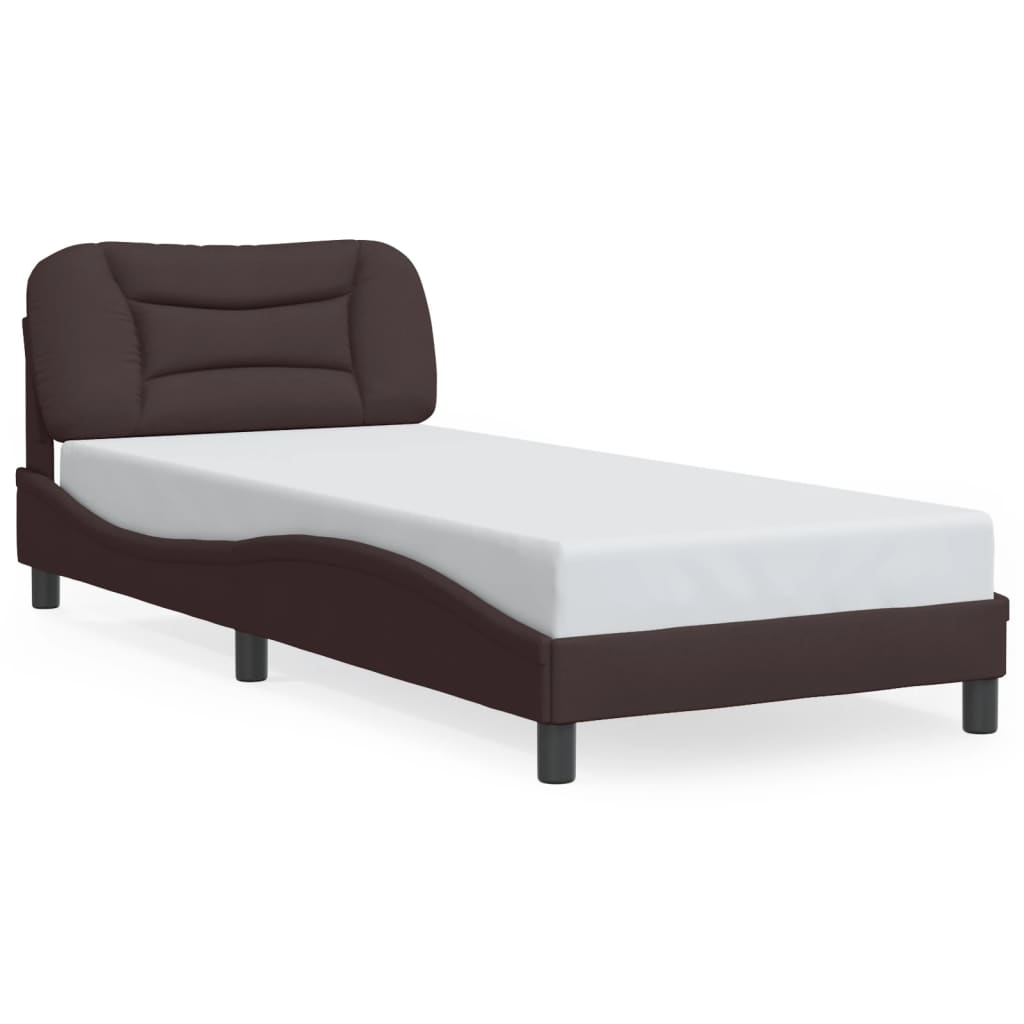 Bettgestell mit LED ohne Matratze "Hvar" Dunkelbraun 90x200 cm Stoff