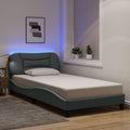 Bettgestell mit LED ohne Matratze "Hvar" Hellgrau 100x200 cm Stoff