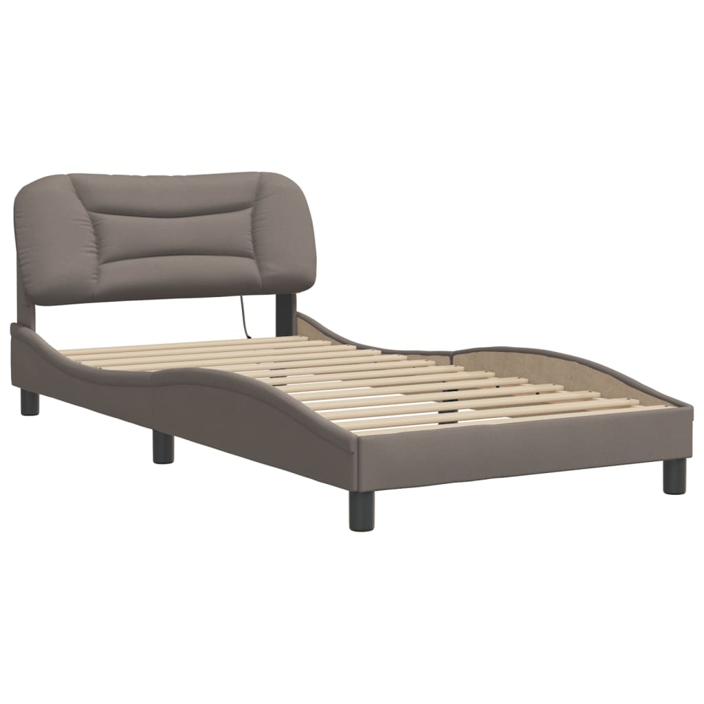 Bettgestell mit LED ohne Matratze "Hvar" Taupe 100x200 cm Stoff