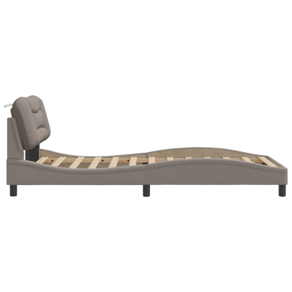 Bettgestell mit LED ohne Matratze "Hvar" Taupe 100x200 cm Stoff
