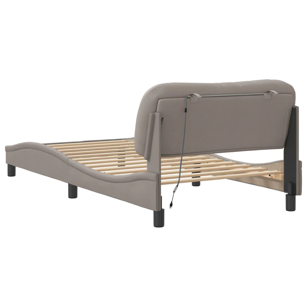 Bettgestell mit LED ohne Matratze "Hvar" Taupe 100x200 cm Stoff