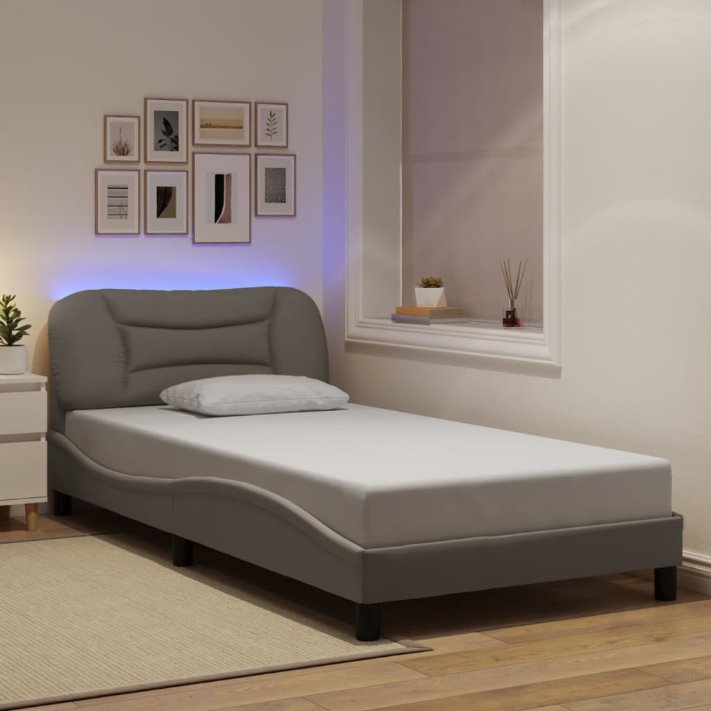 Bettgestell mit LED ohne Matratze "Hvar" Taupe 100x200 cm Stoff
