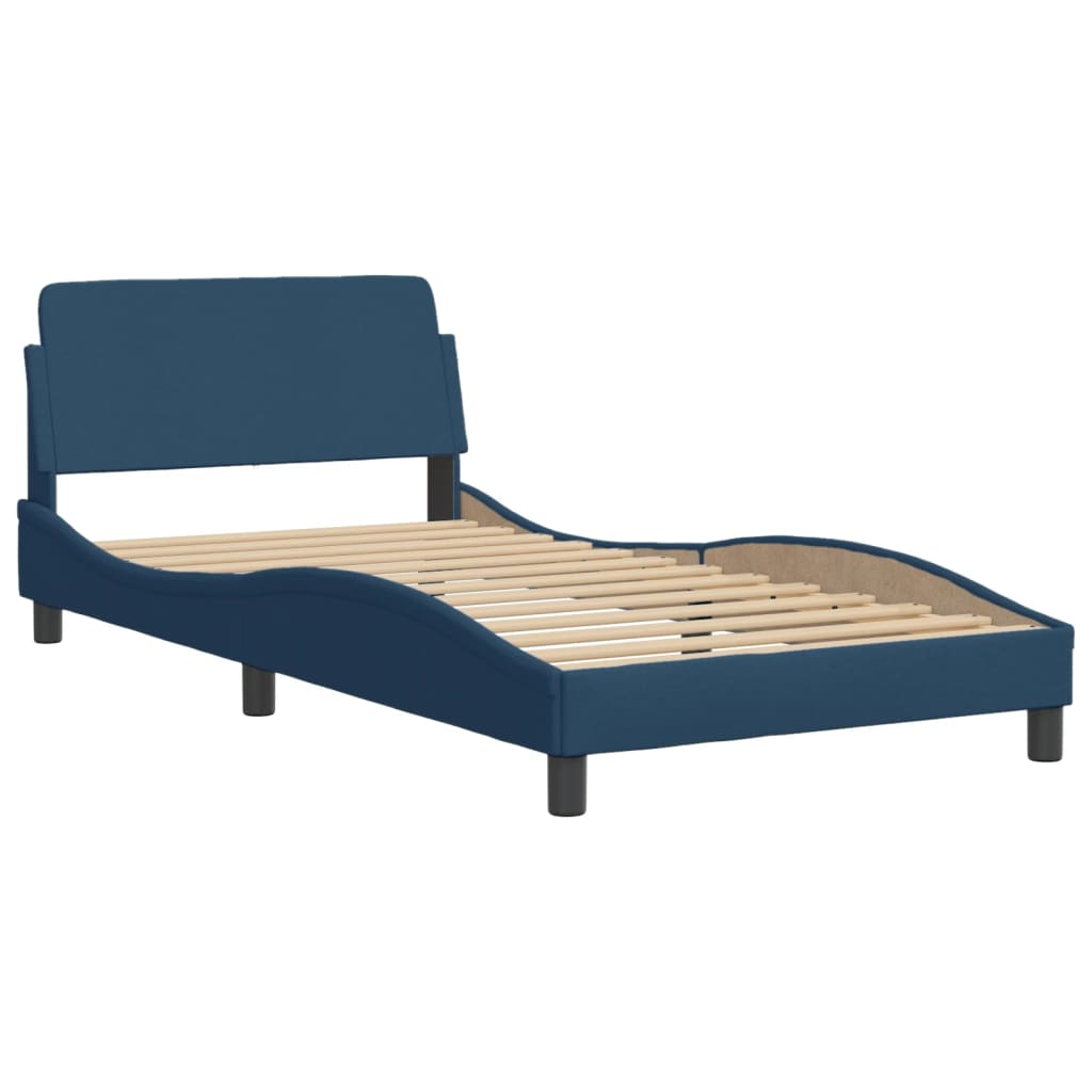 Bettgestell mit LED ohne Matratze "Hvar" Blau 100x200 cm Stoff