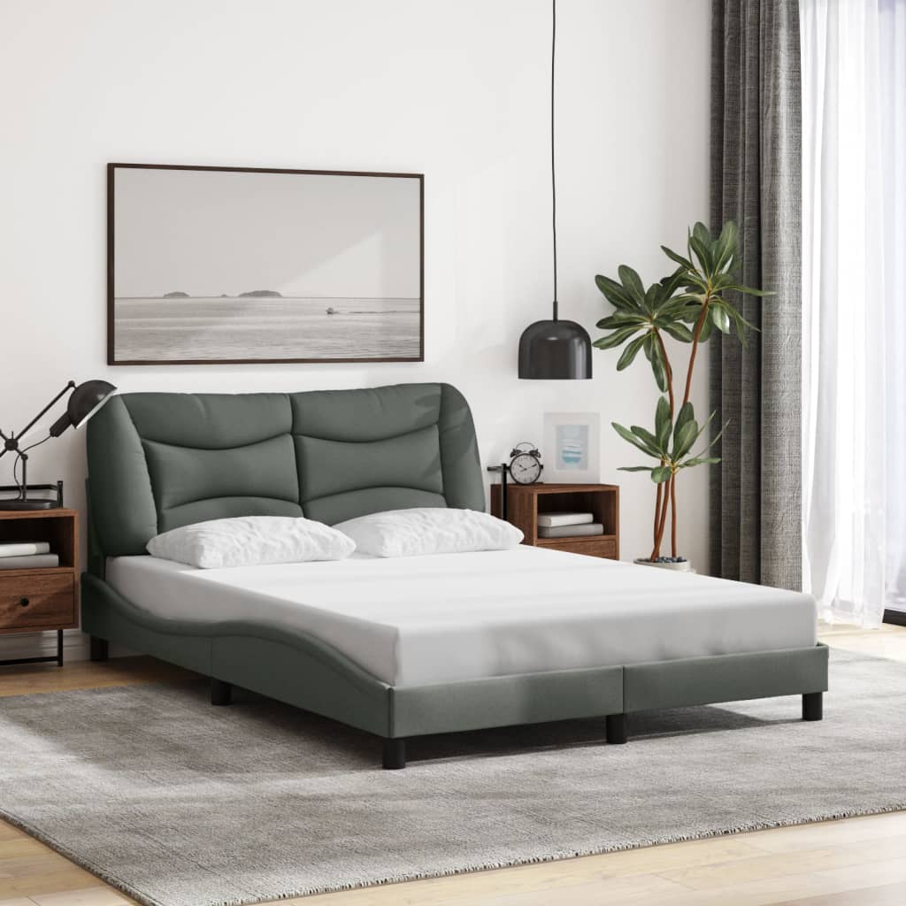 Bettgestell mit LED ohne Matratze "Hvar" Dunkelgrau 120x200 cm Stoff