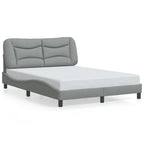 Bettgestell mit LED ohne Matratze "Hvar" Hellgrau 140x190 cm Stoff