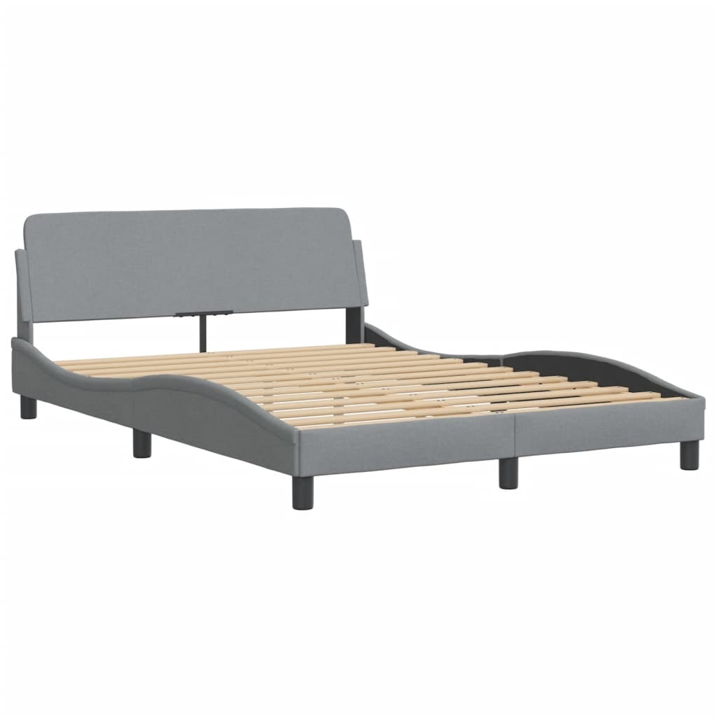 Bettgestell mit LED ohne Matratze "Hvar" Hellgrau 140x190 cm Stoff