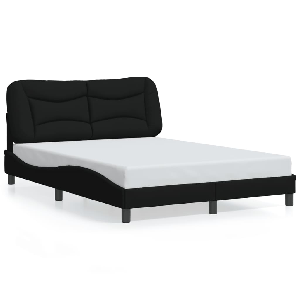 Bettgestell mit LED ohne Matratze "Hvar" Schwarz 140x190 cm Stoff