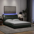 Bettgestell mit LED ohne Matratze "Hvar" Dunkelgrau 140x200 cm Stoff