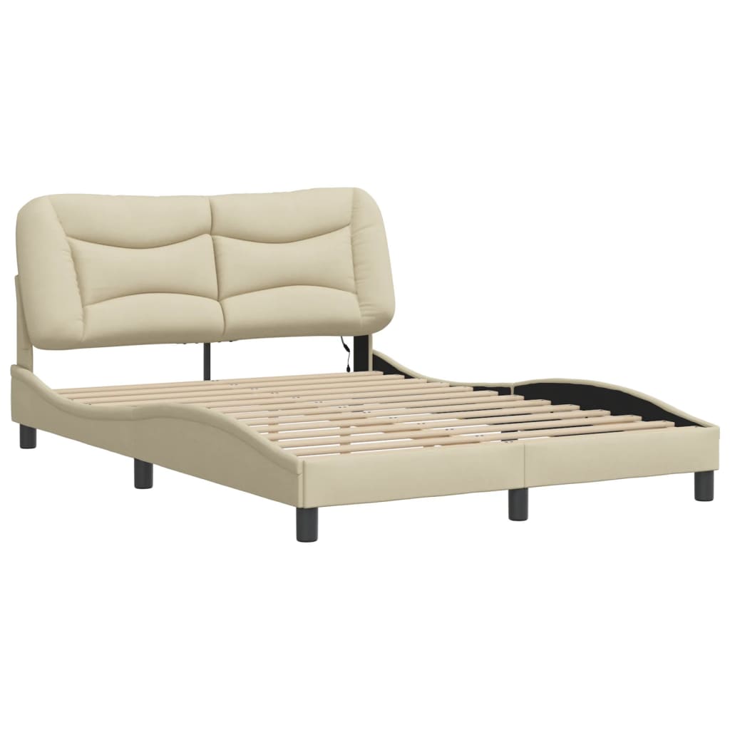 Bettgestell mit LED ohne Matratze "Hvar" Creme 140x200 cm Stoff