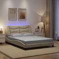 Bettgestell mit LED ohne Matratze "Hvar" Creme 140x200 cm Stoff