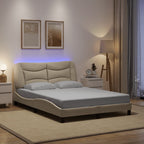 Bettgestell mit LED ohne Matratze "Hvar" Creme 140x200 cm Stoff