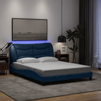 Bettgestell mit LED ohne Matratze "Hvar" Blau 140x200 cm Stoff