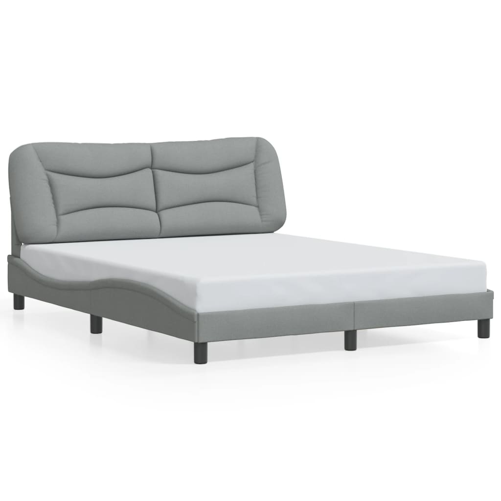 Bettgestell mit LED ohne Matratze "Hvar" Hellgrau 160x200 cm Stoff