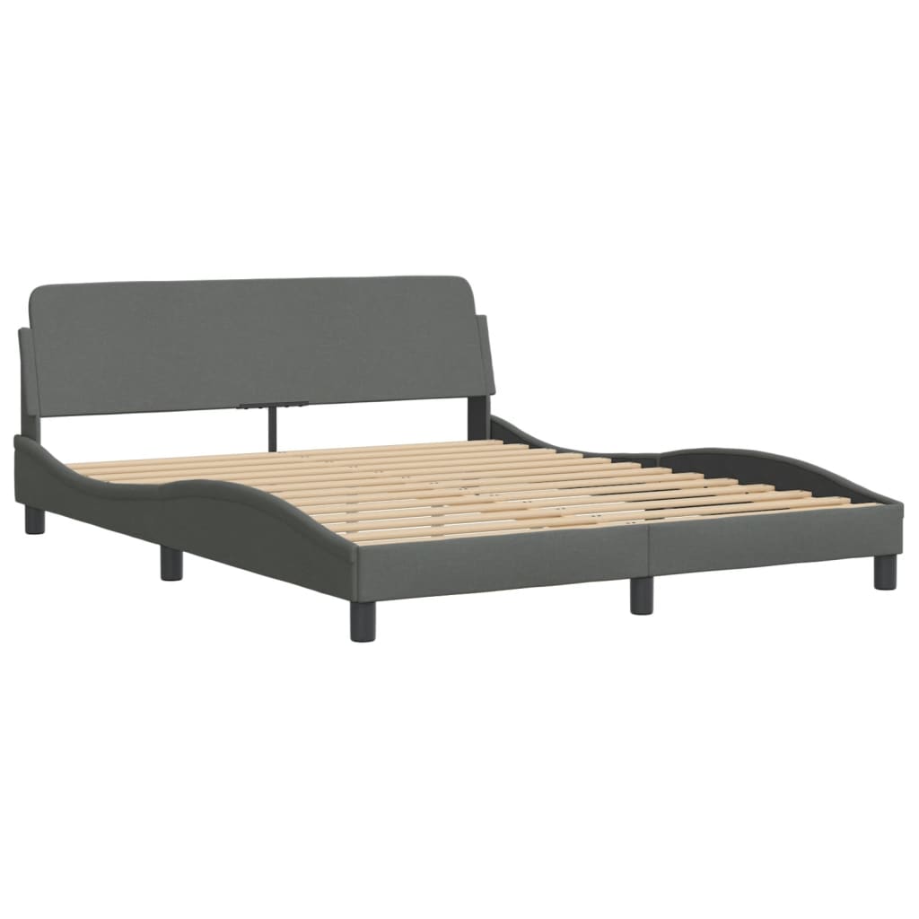Bettgestell mit LED ohne Matratze "Hvar" Dunkelgrau 160x200 cm Stoff