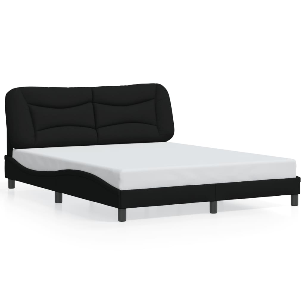 Bettgestell mit LED ohne Matratze "Hvar" Schwarz 160x200 cm Stoff