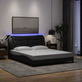 Bettgestell mit LED ohne Matratze "Hvar" Schwarz 160x200 cm Stoff