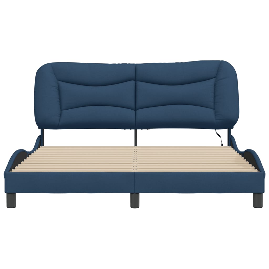 Bettgestell mit LED ohne Matratze "Hvar" Blau 160x200 cm Stoff