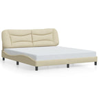 Bettgestell mit LED ohne Matratze "Hvar" Creme 180x200 cm Stoff