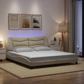 Bettgestell mit LED ohne Matratze "Hvar" Creme 180x200 cm Stoff