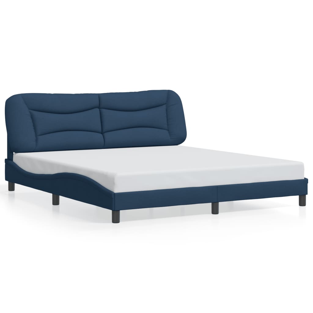 Bettgestell mit LED ohne Matratze "Hvar" Blau 180x200 cm Stoff