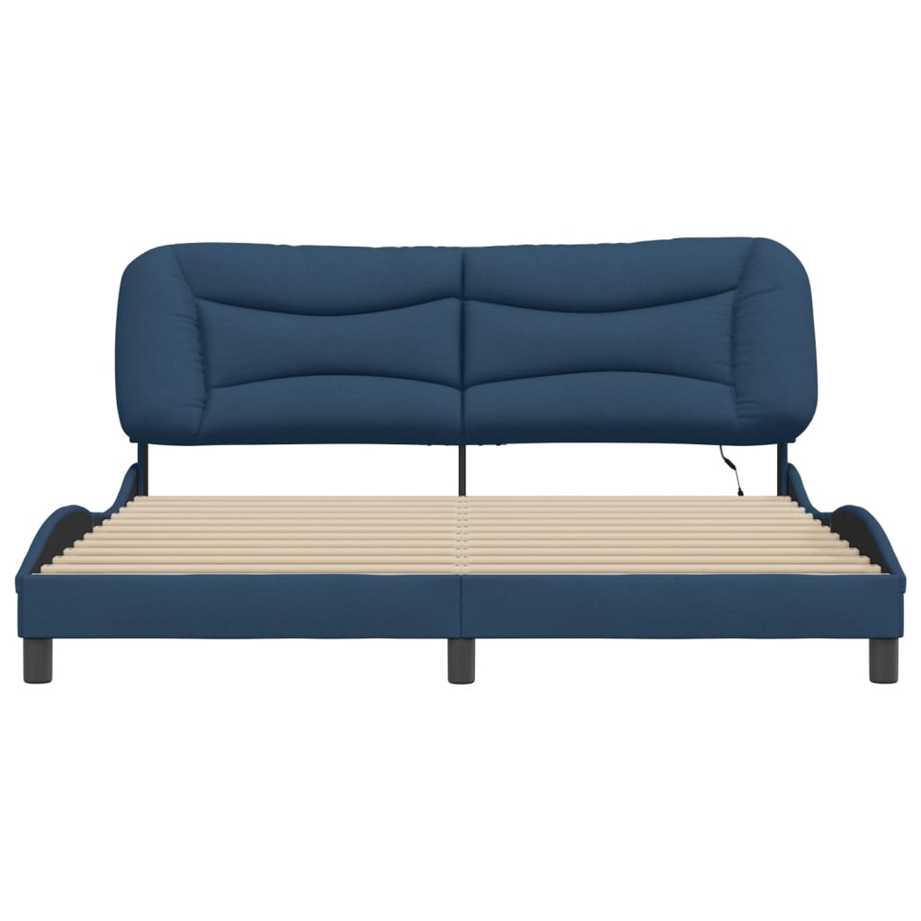 Bettgestell mit LED ohne Matratze "Hvar" Blau 180x200 cm Stoff