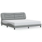 Bettgestell mit LED ohne Matratze "Hvar" Hellgrau 200x200 cm Stoff