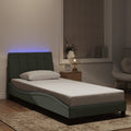 Bettgestell mit LED ohne Matratze "Hanko" Hellgrau 80x200 cm Samt