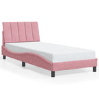 Bettgestell mit LED ohne Matratze "Hanko" Rosa 80x200 cm Samt
