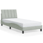 Bettgestell mit LED ohne Matratze "Hanko" Hellgrau 90x190 cm Samt